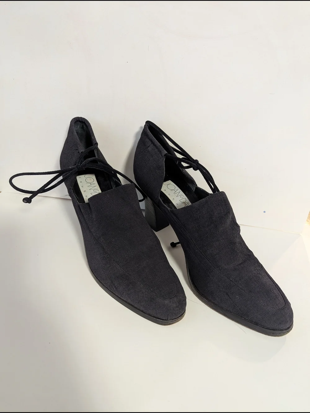 Joan & David Black Lace-Up Block Heel Pumps